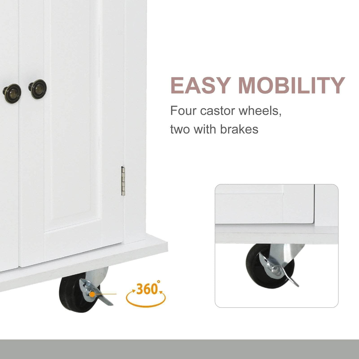 Aosom Portable Kitchen Island Trolley Cart with Spice and Towel Rack in White, image 6