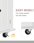 Aosom Portable Kitchen Island Trolley Cart with Spice and Towel Rack in White, image 6