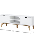 Aosom TV Stand with Two Cabinets and Shelves in White, image 4