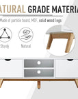 Aosom TV Stand with Two Cabinets and Shelves in White, image 6