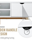 Aosom TV Stand with Two Cabinets and Shelves in White, image 7