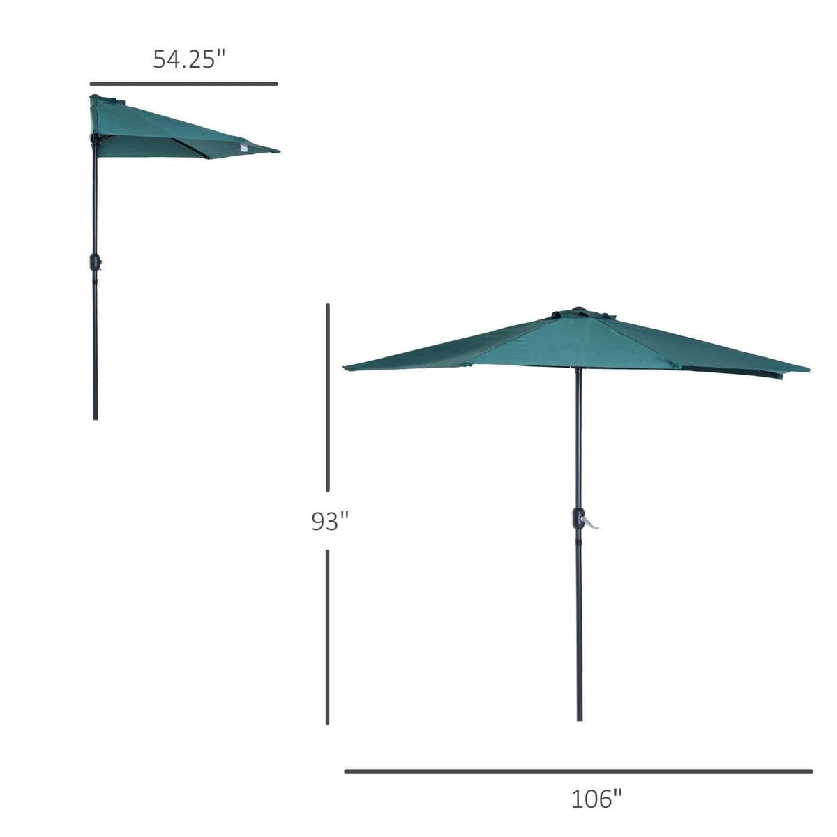 Aosom 9ft Outdoor Patio Half Round Umbrella Sunshield, image 10