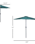 Aosom 9ft Outdoor Patio Half Round Umbrella Sunshield, image 10