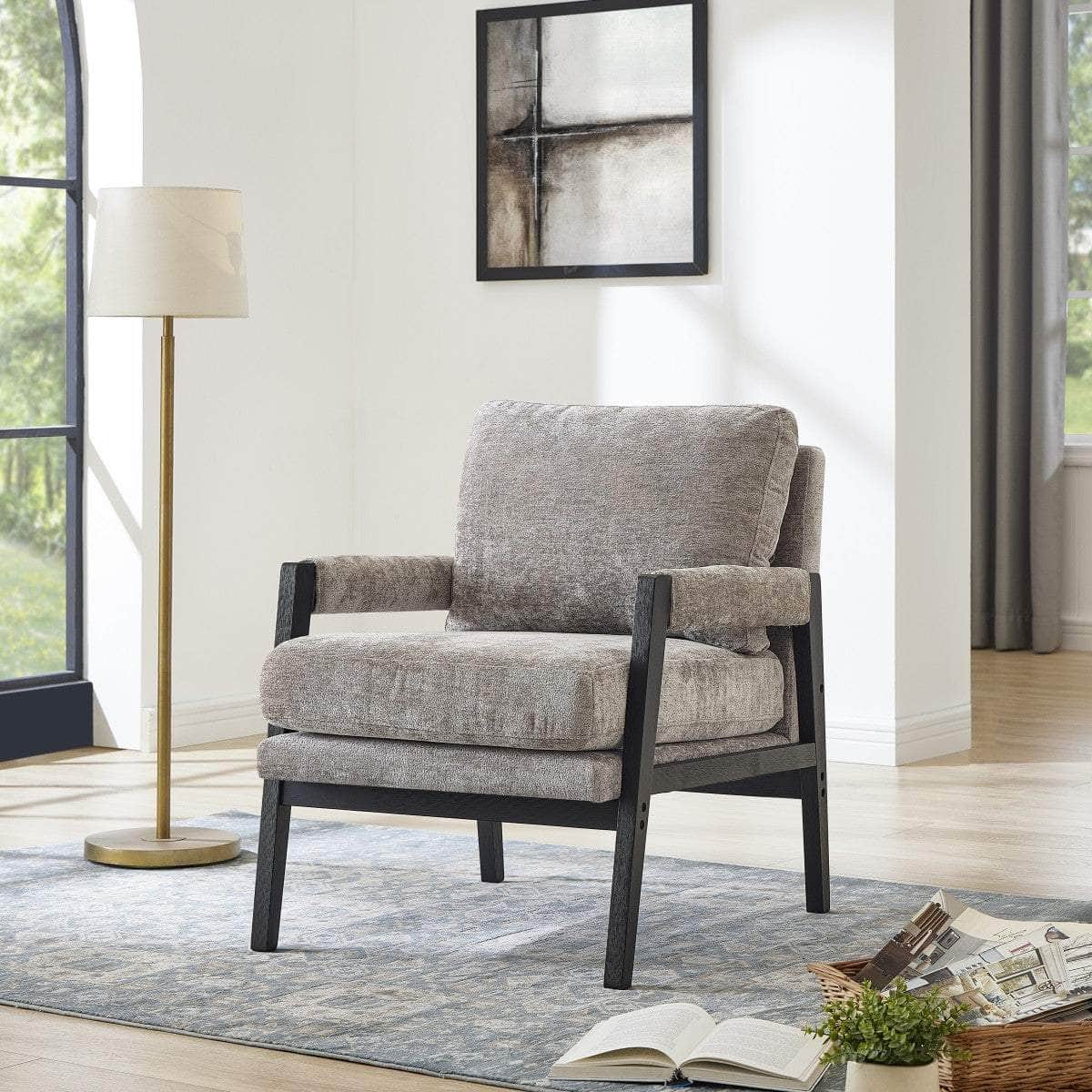 Brassex Inc. Carlo Chenille Fabric Accent Arm Chair, image 5