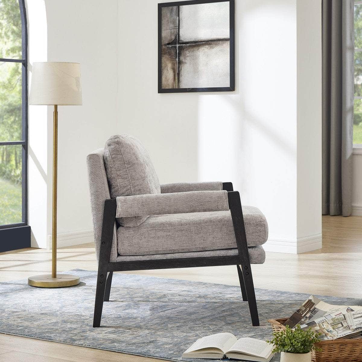 Brassex Inc. Carlo Chenille Fabric Accent Arm Chair, image 6