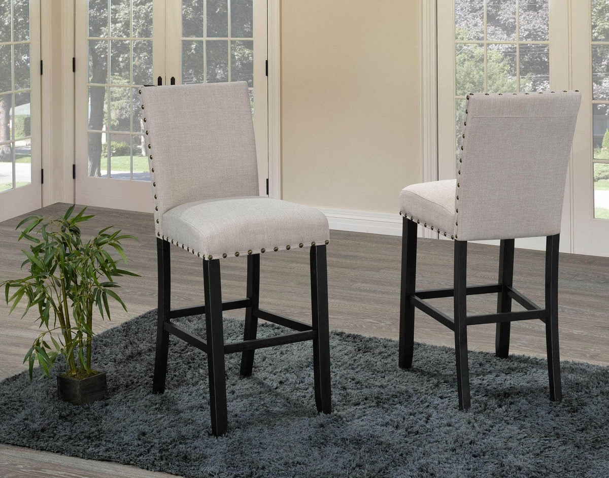 Brassex Inc. Avery Fabric Bar Stool with Nailhead Trim (Set Of 2), image 5
