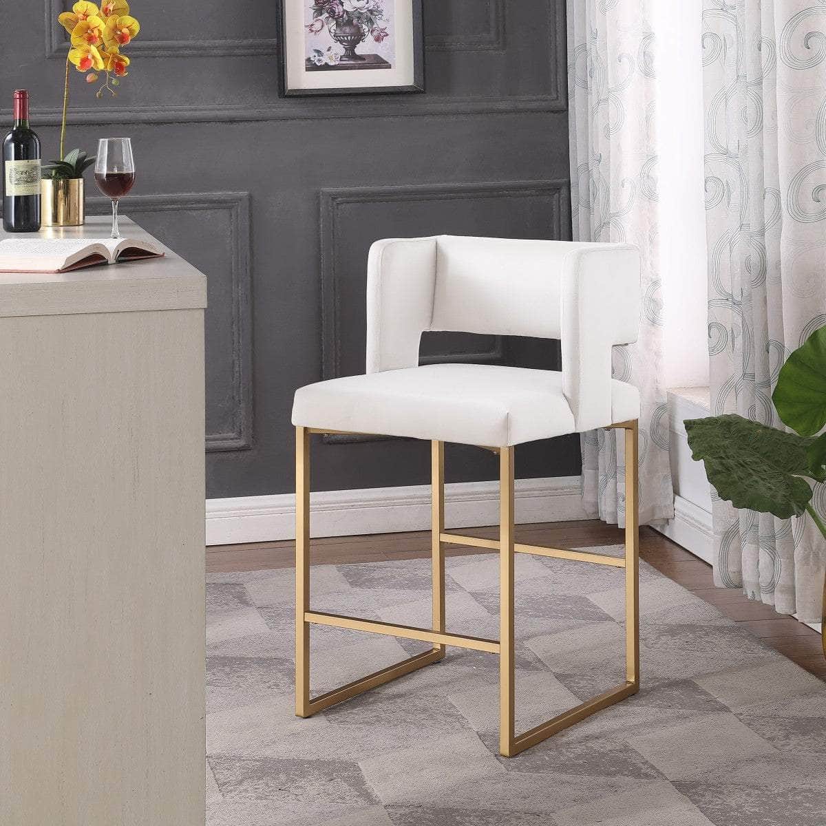 Brassex Inc. Anthony Velvet Fabric Bar Stool (Set Of 2), image 1