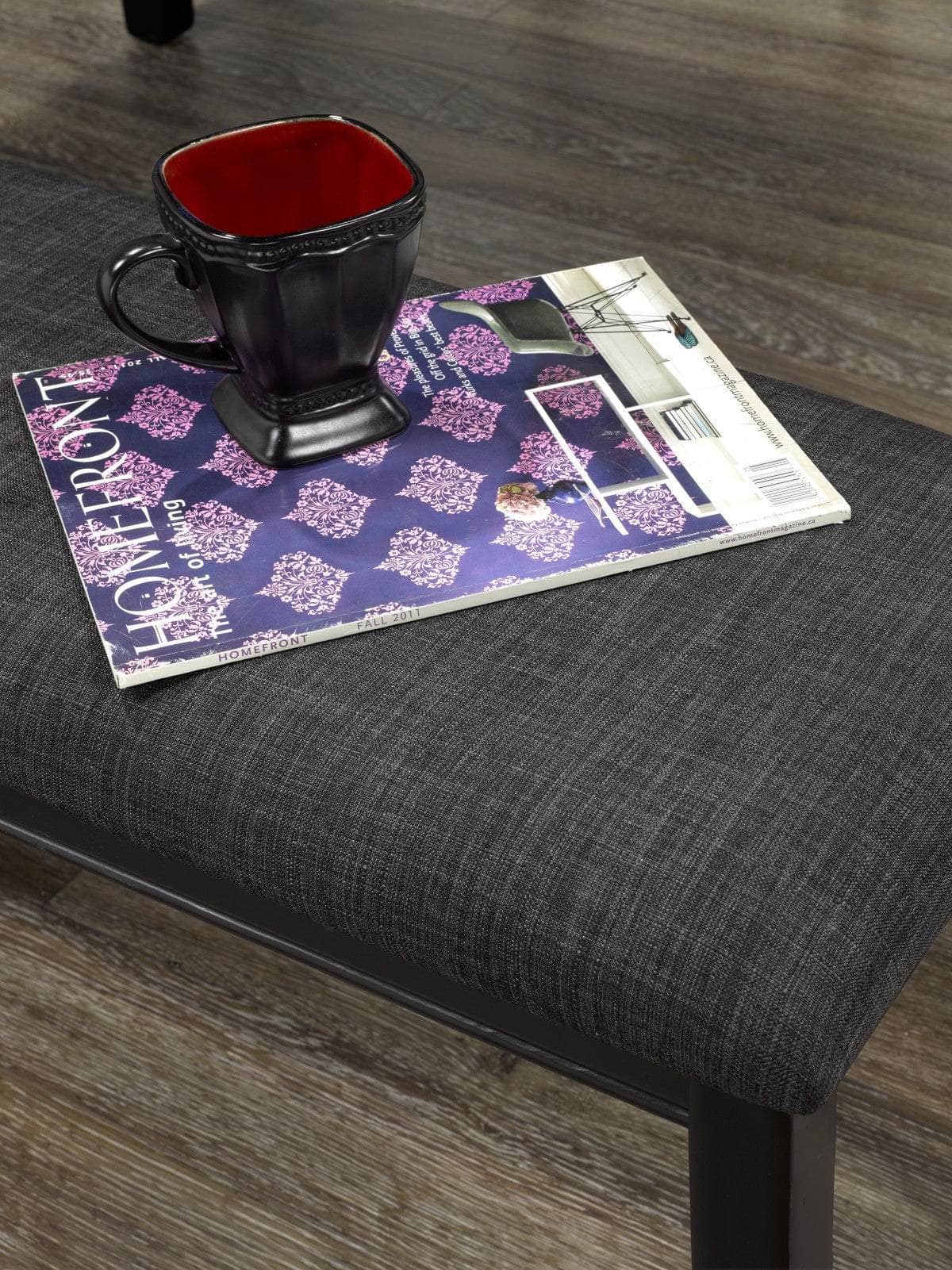 Brassex Inc. Accent Upholstered Dining Bench in Grey and Black, image 3