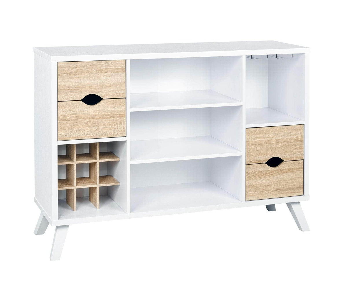 Brassex Inc. Multi Tier Buffet Server with Storage in White and Oak, image 3