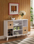 Brassex Inc. Multi Tier Buffet Server with Storage in White and Oak, image 1