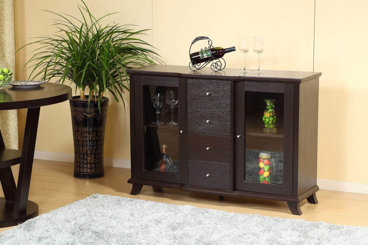 Brassex Inc. Elijah Buffet with 4 Storage Drawers in Dark Cherry, image 1