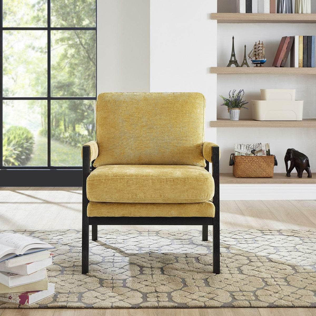 Brassex Inc. Carlo Chenille Fabric Accent Arm Chair, image 2