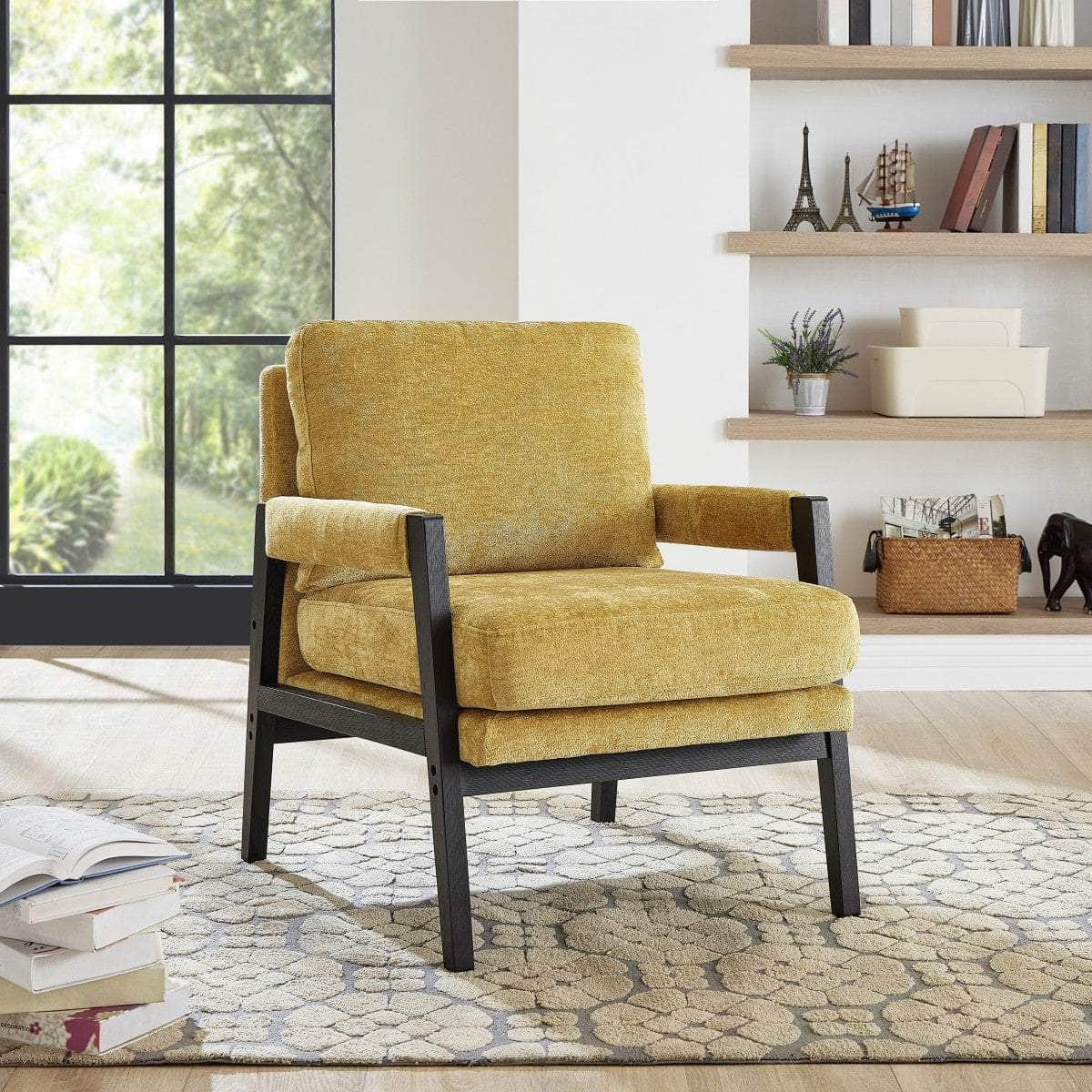 Brassex Inc. Carlo Chenille Fabric Accent Arm Chair, image 1