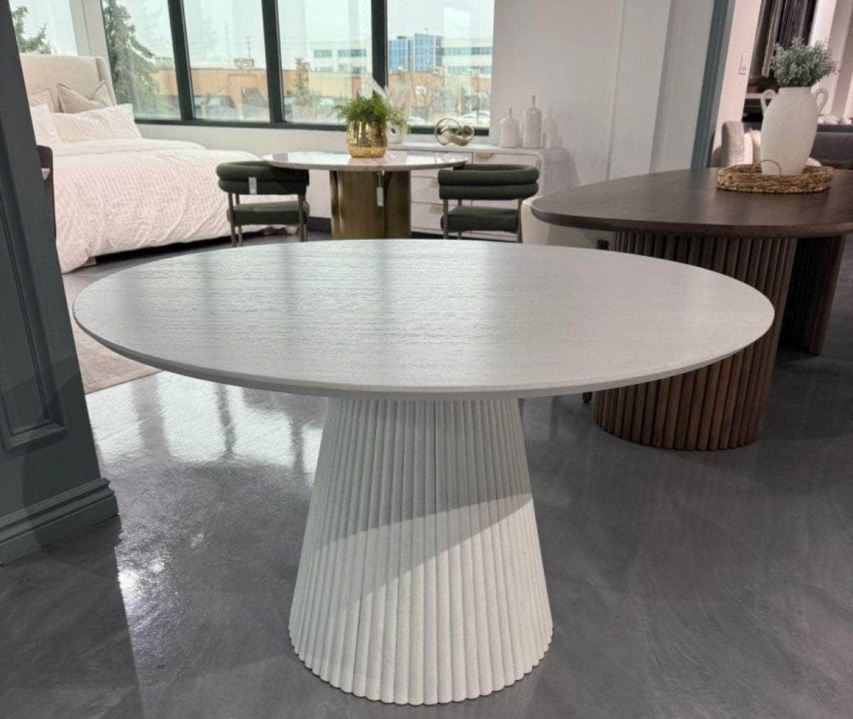 Brassex Inc. Akira Round Solid Wood Fluted Pedestal Dining Table, image 1