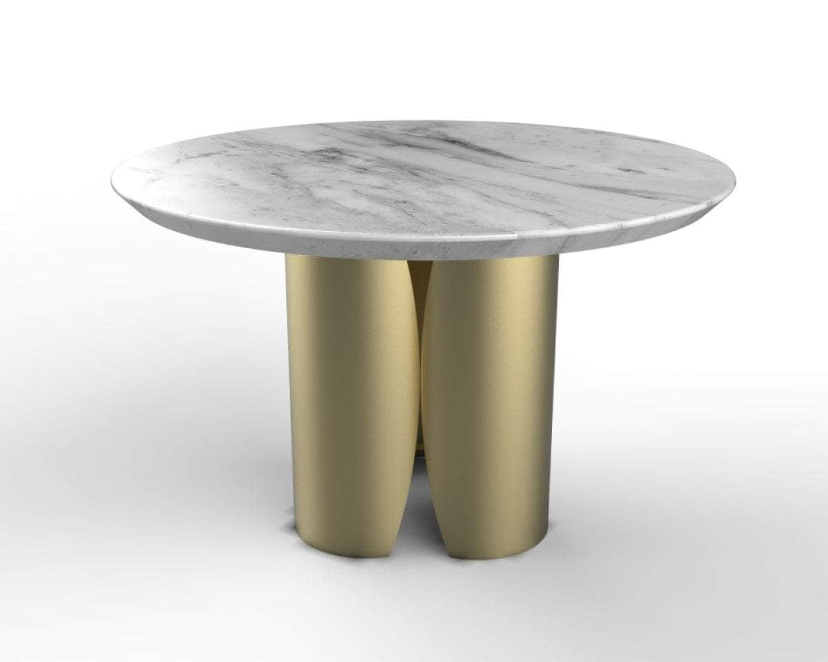 Brassex Inc. Hugo Round Marble Top and Metal Base Dining Table in Gold, image 4