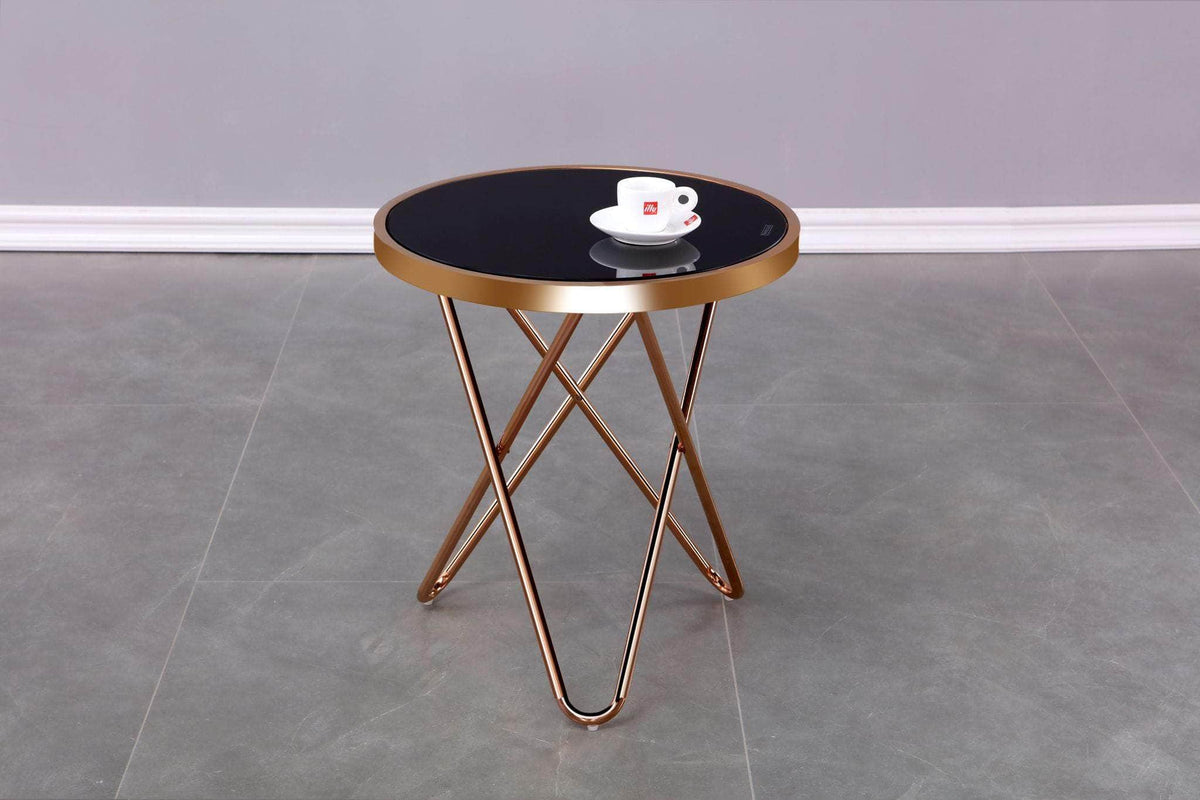 Brassex Inc. Avery Modern Round Glass Top Accent Table, image 3