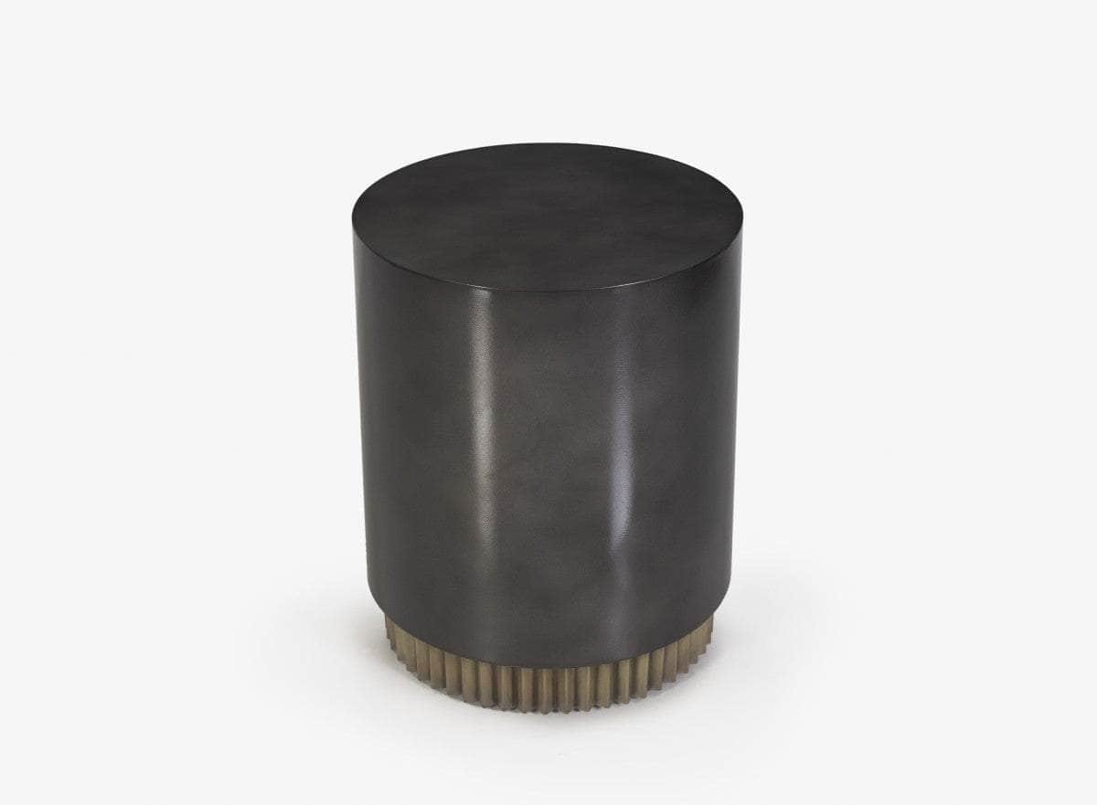 Brassex Inc. Byron Round Metal Top and Solid Wood Base Accent Table in Espresso, image 5