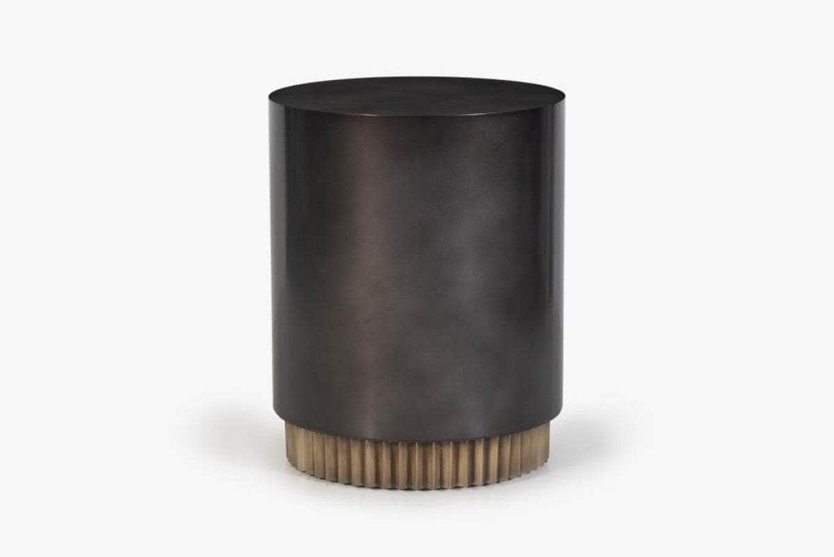 Brassex Inc. Byron Round Metal Top and Solid Wood Base Accent Table in Espresso, image 3