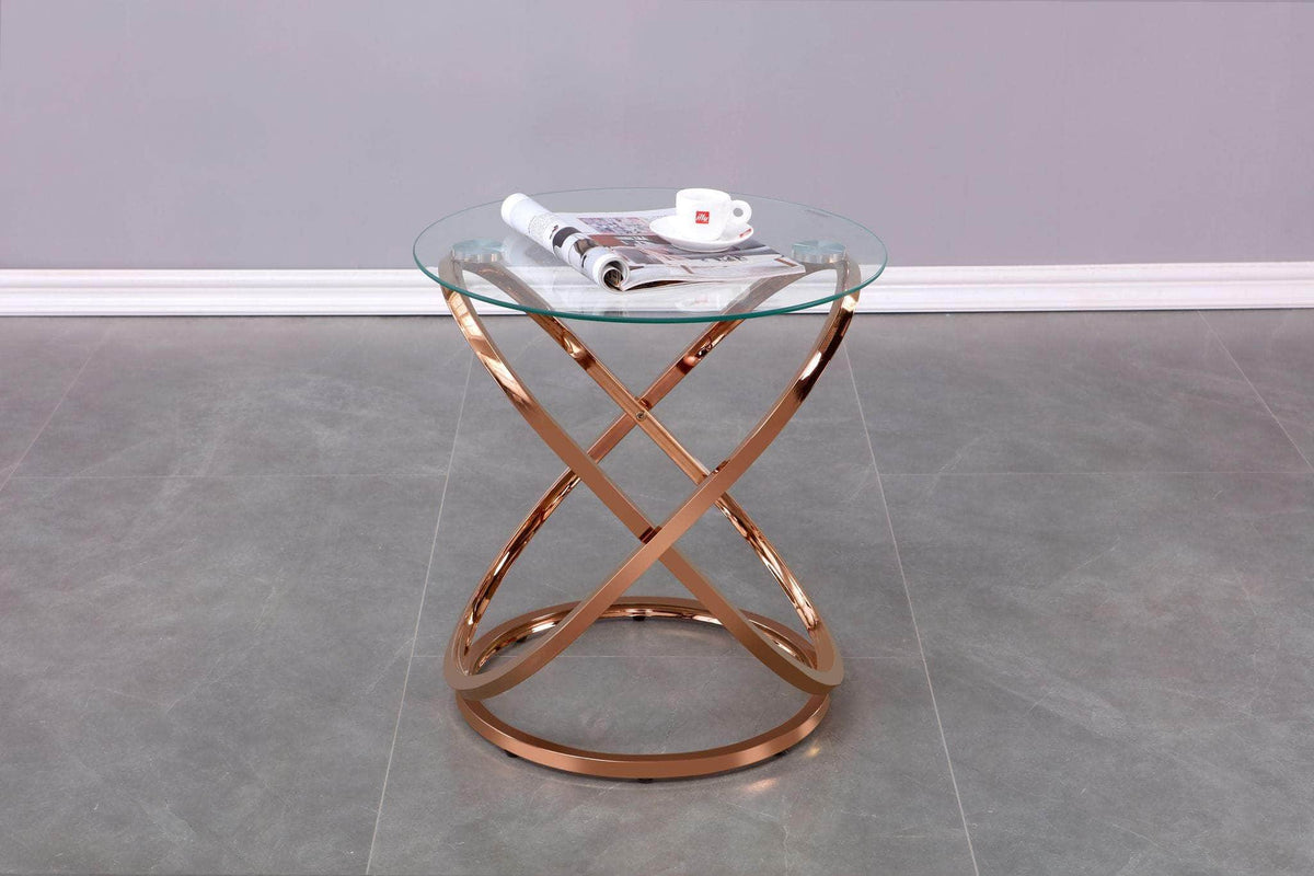 Brassex Inc. Cairo Modern Round Glass Top Accent Table, image 1