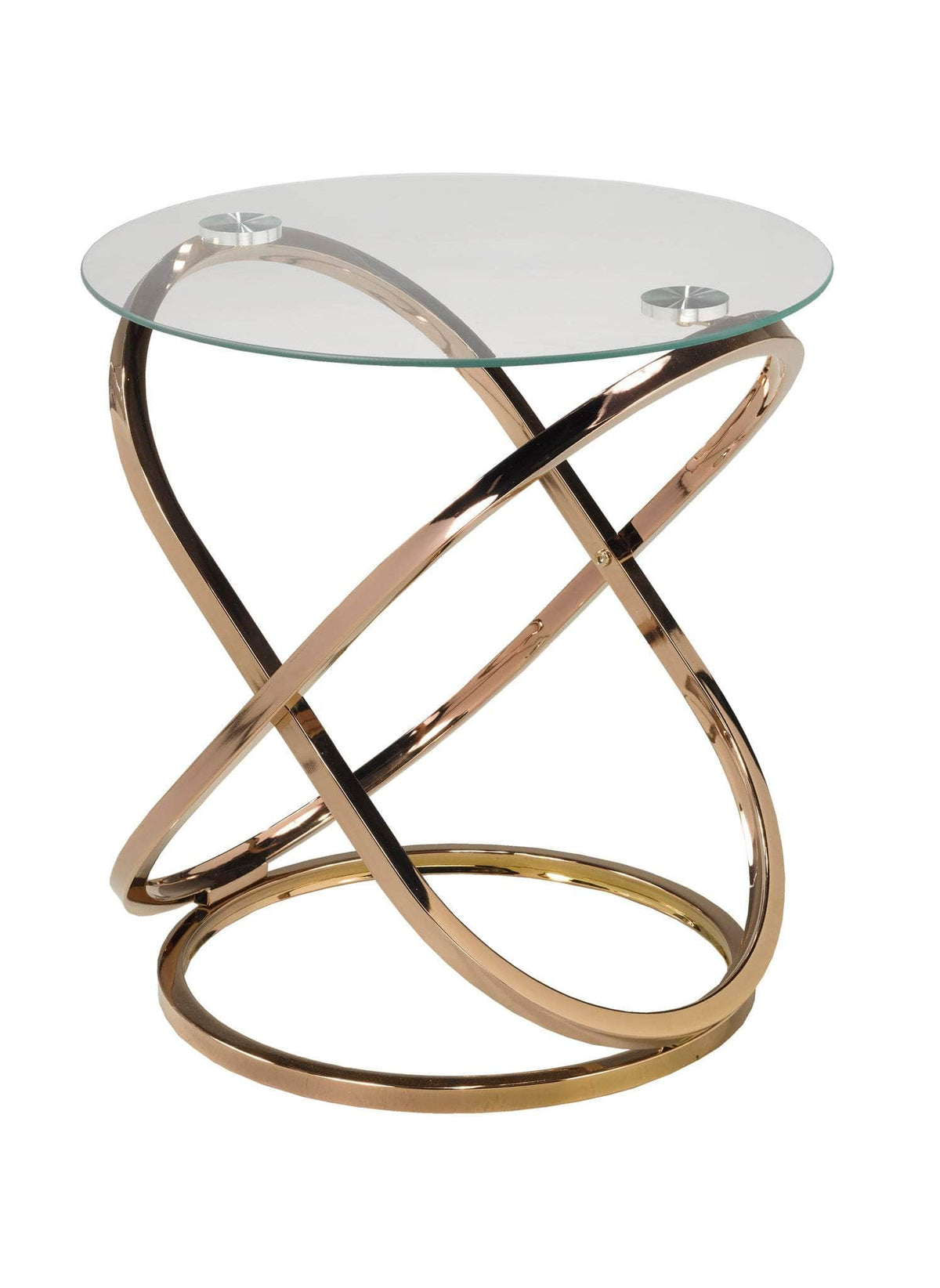 Brassex Inc. Cairo Modern Round Glass Top Accent Table, image 3