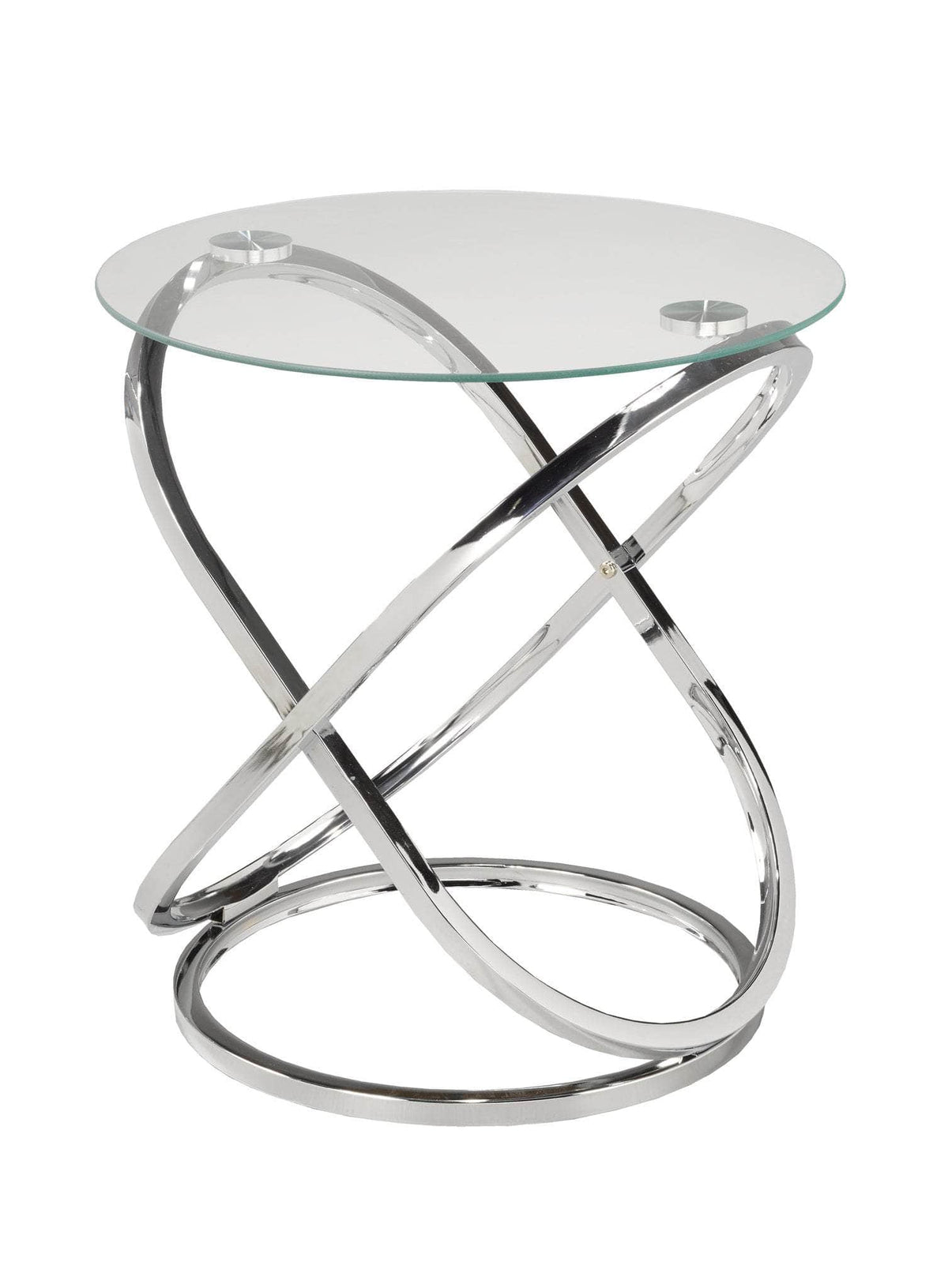 Brassex Inc. Cairo Modern Round Glass Top Accent Table, image 2
