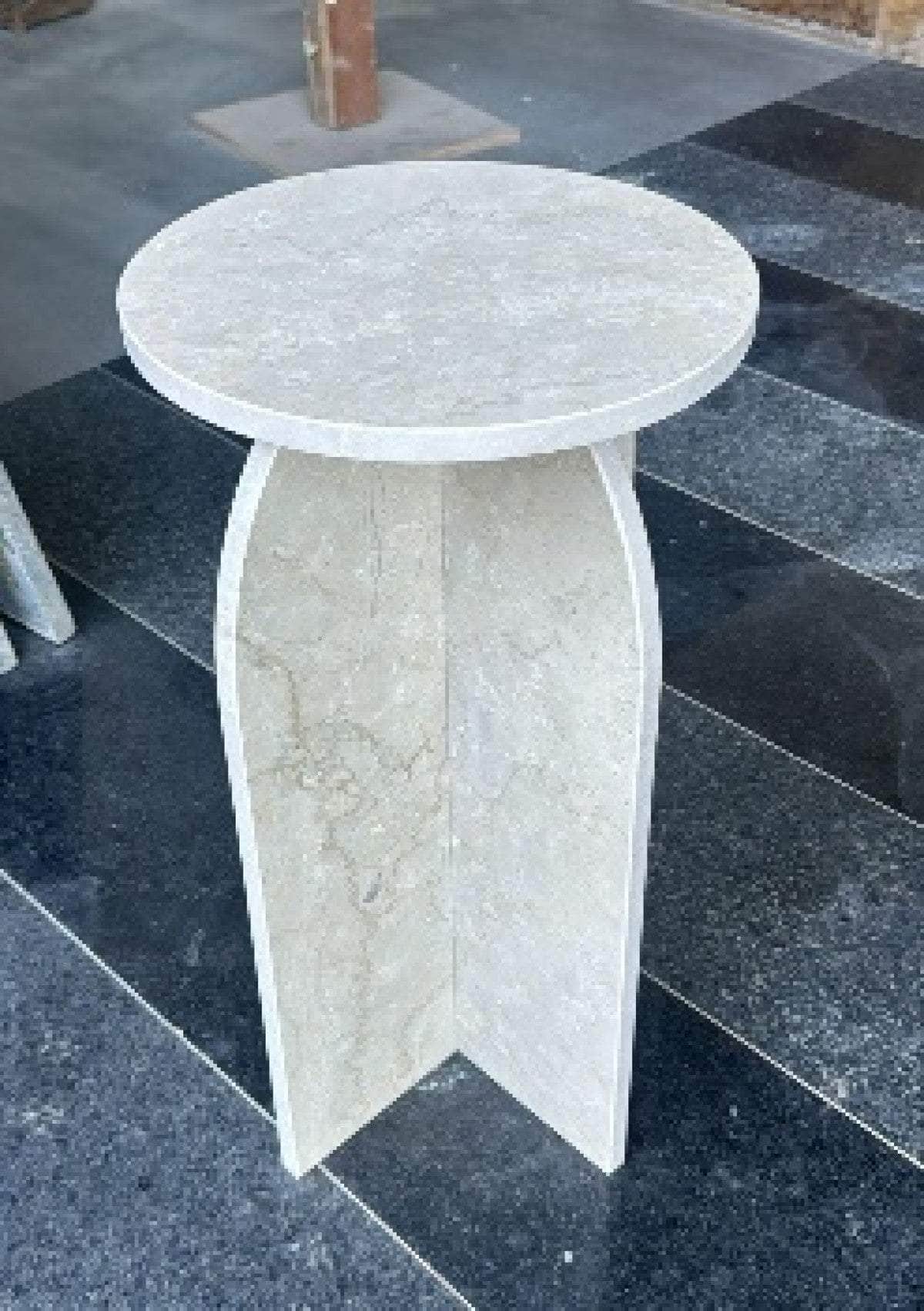 Brassex Inc. Zion Round Marble Pedestal Side Table, image 3
