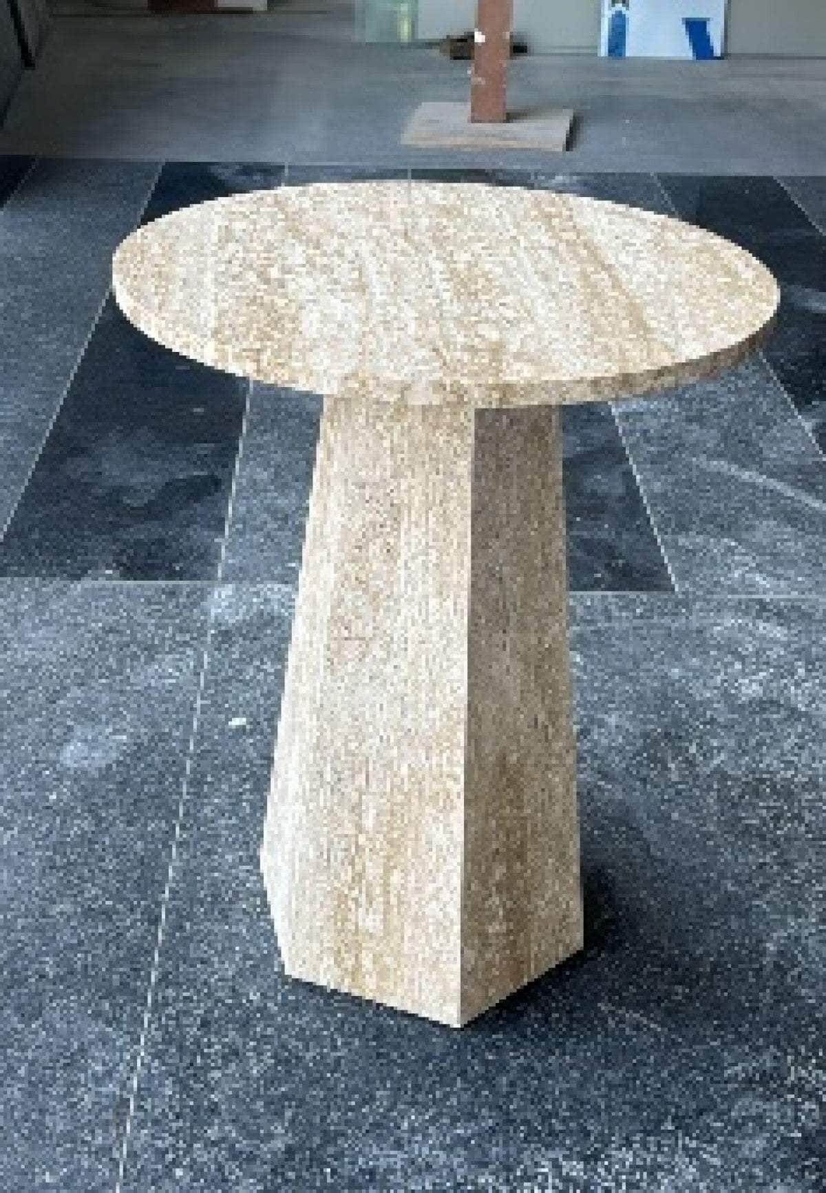 Brassex Inc. Zion Round Marble Pedestal Side Table, image 1