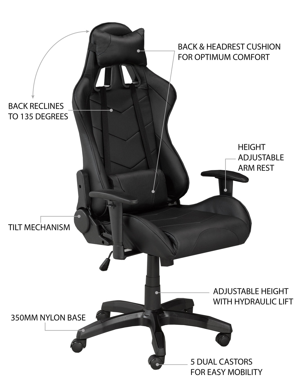 Brassex Inc. Ergonomic Tilt Lift Reclining Office Chair, image 4