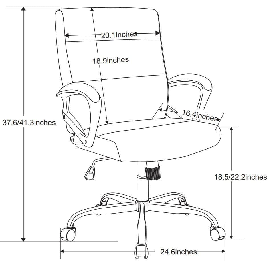 Brassex Inc. Adjustable Height Upholstered Office Chair, image 9