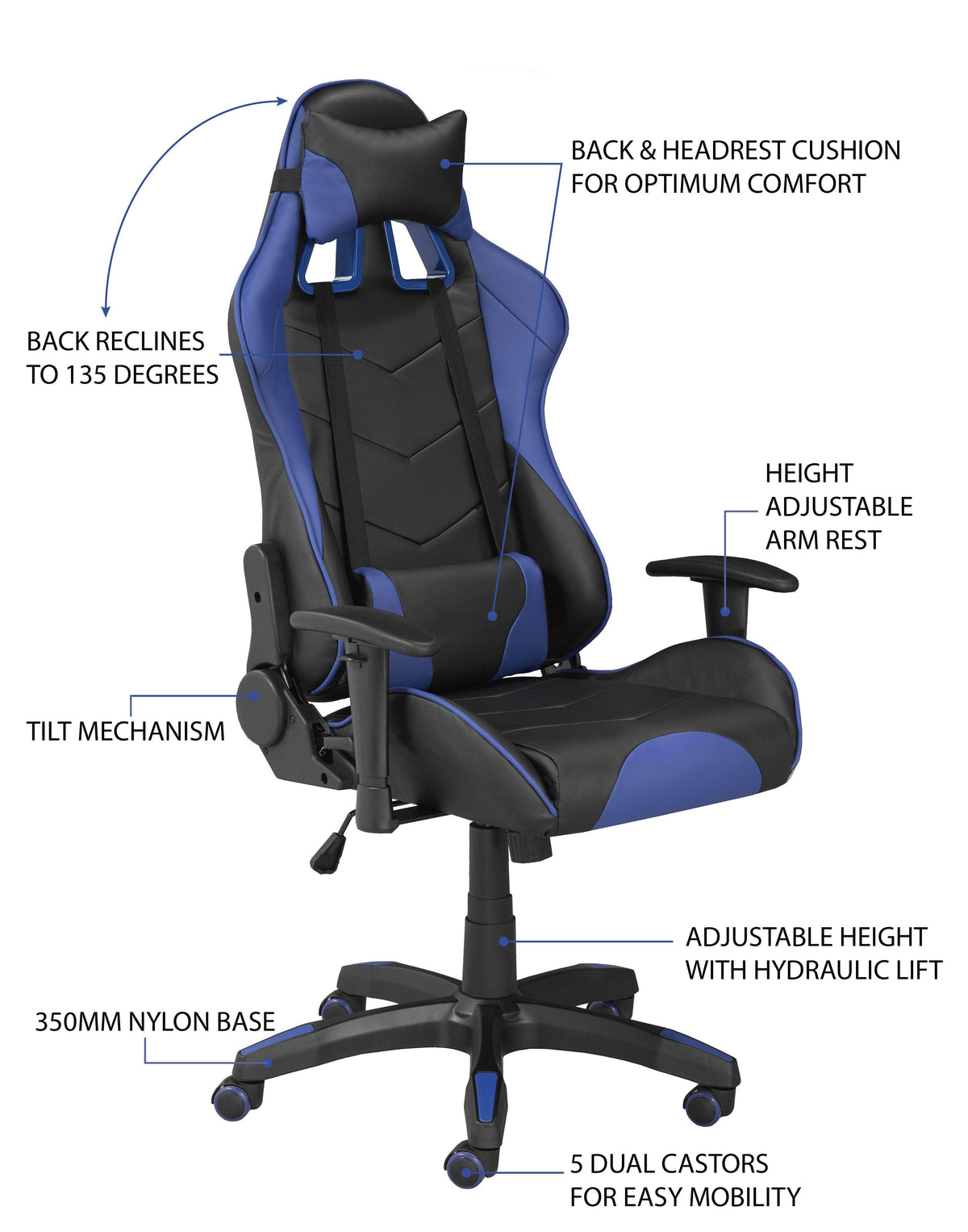 Brassex Inc. Ergonomic Tilt Lift Reclining Office Chair, image 9
