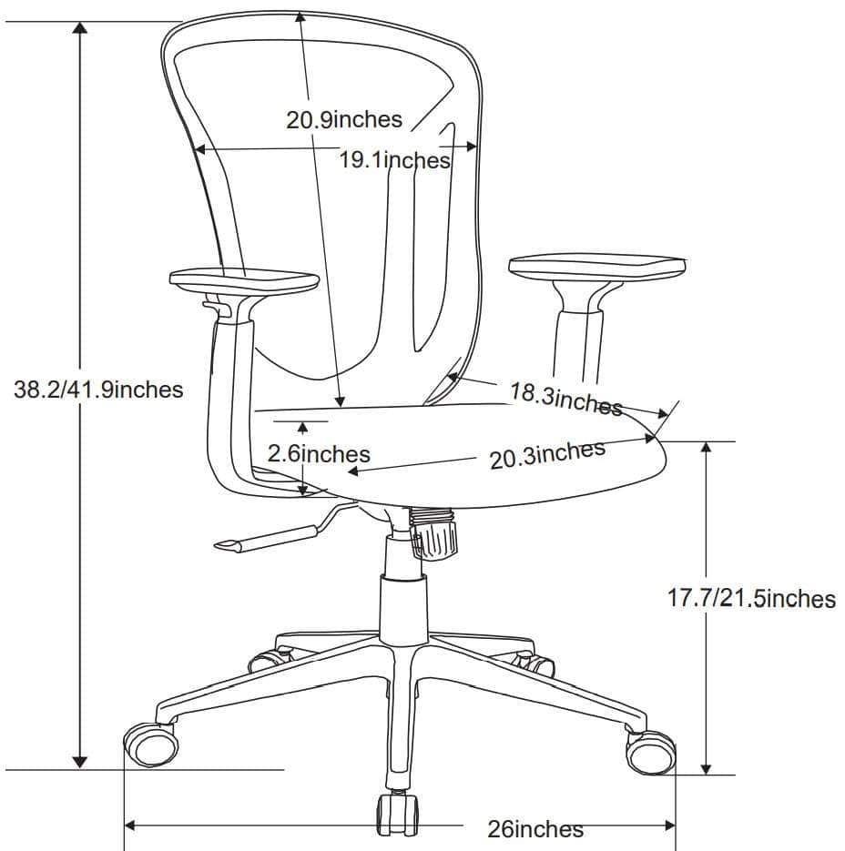 Brassex Inc. Adjustable Height Mesh Back Office Chair, image 16