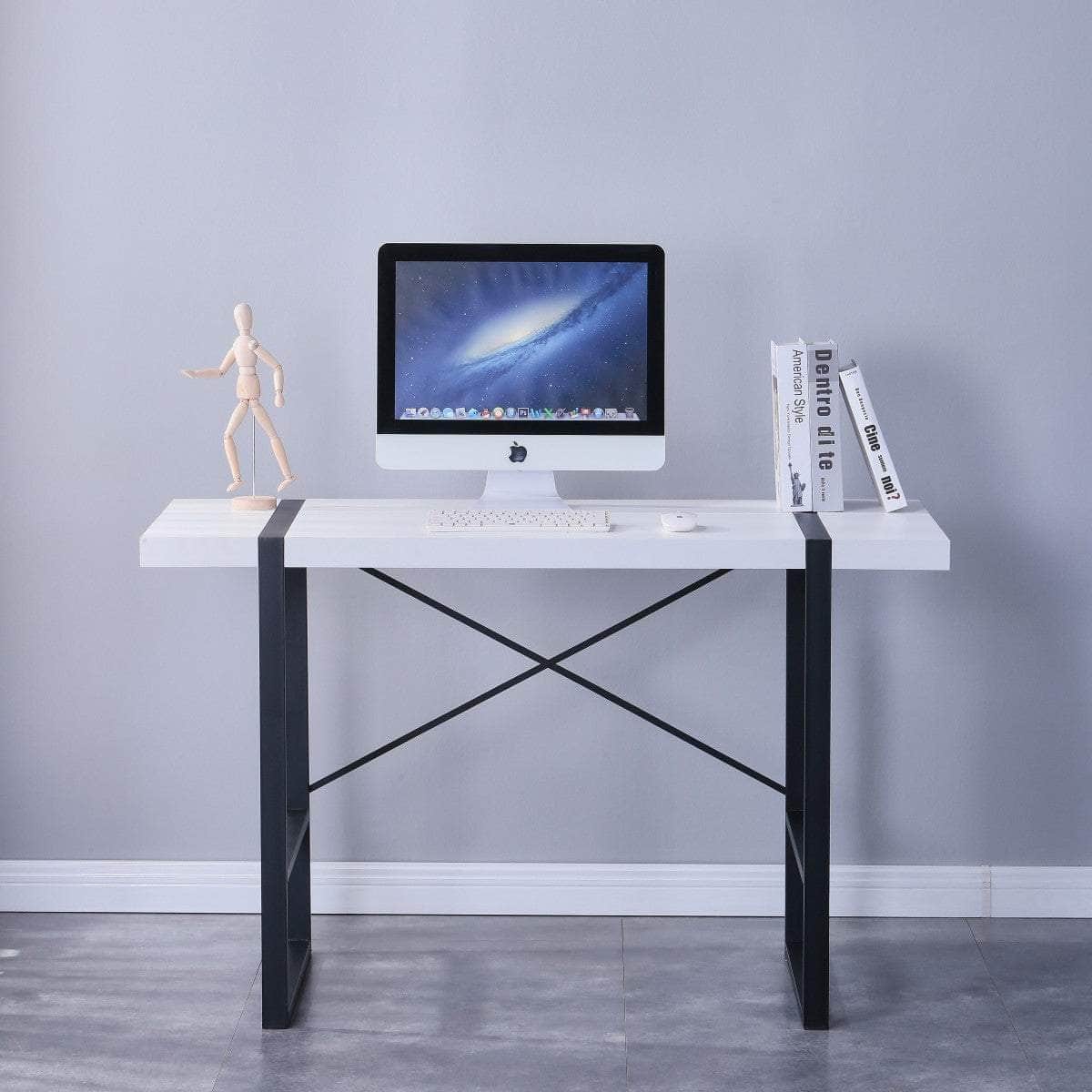 Brassex Inc. Alexis Desk with Metal Frame, image 1