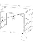 Brassex Inc. Alexis Desk with Metal Frame, image 7