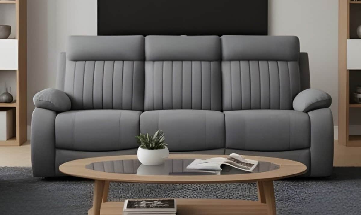 Brassex Inc. Elyse 82.7" Reclining 3 Seater Sofa with Pull Down Tray and Cupholders, image 1