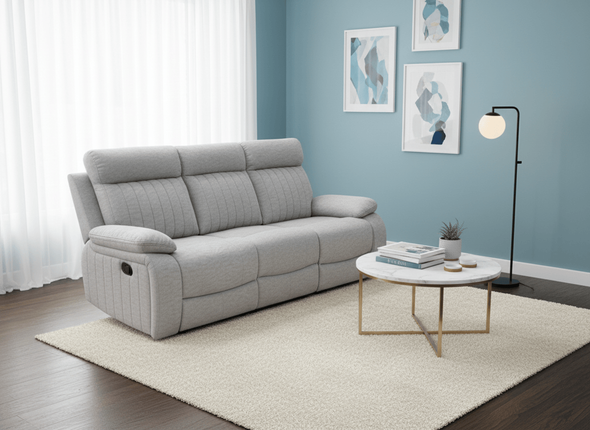 Brassex Inc. Elyse 82.7" Reclining 3 Seater Sofa with Pull Down Tray and Cupholders, image 2