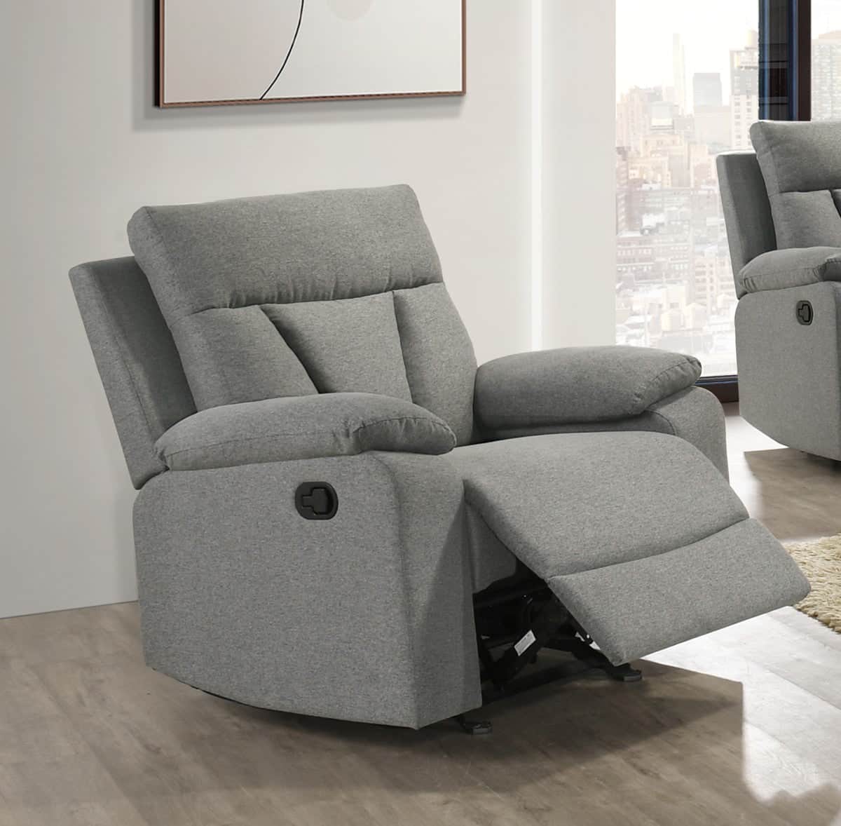 Brassex Inc. Makena 37.25" Rocker Reclining Chair in Grey, image 1