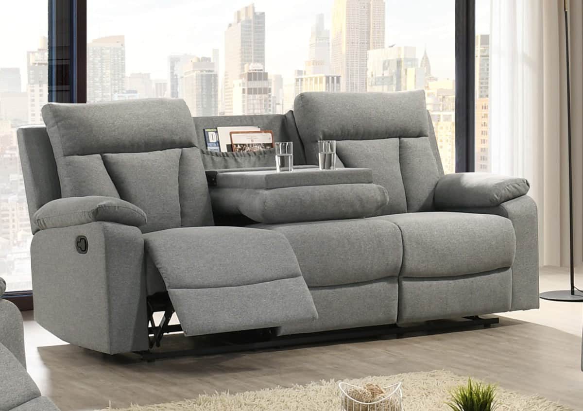 Brassex Inc. Makena 3 Piece Reclining Sofa, Loveseat and Chair Set in Grey, image 2