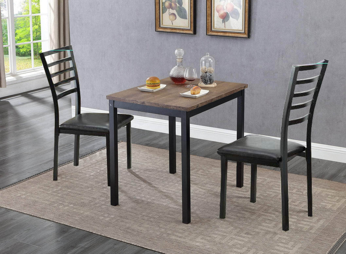 IFDC Timmins 3 Piece Wood Top Rectangular Dinette Set with Slat Back Chairs, image 1