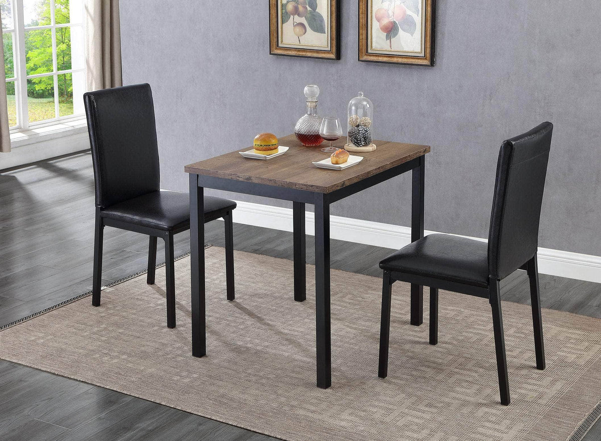 IFDC Timmins 3 Piece Wood Top Rectangular Dinette Set with Full Back Chairs, image 1