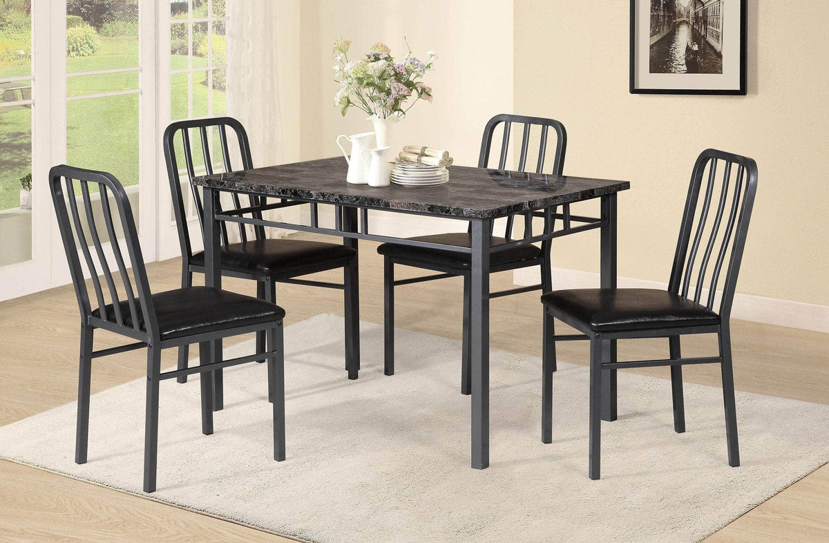 IFDC Collingwood 5 Piece Faux Marble Top Dinette Set, image 1