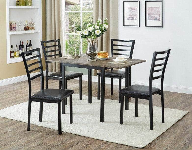 IFDC Nelson 5 Piece Dinette Set in Distressed Wood with Two Drop Leaves, image 1