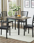 IFDC Nelson 5 Piece Dinette Set in Distressed Wood with Two Drop Leaves, image 1