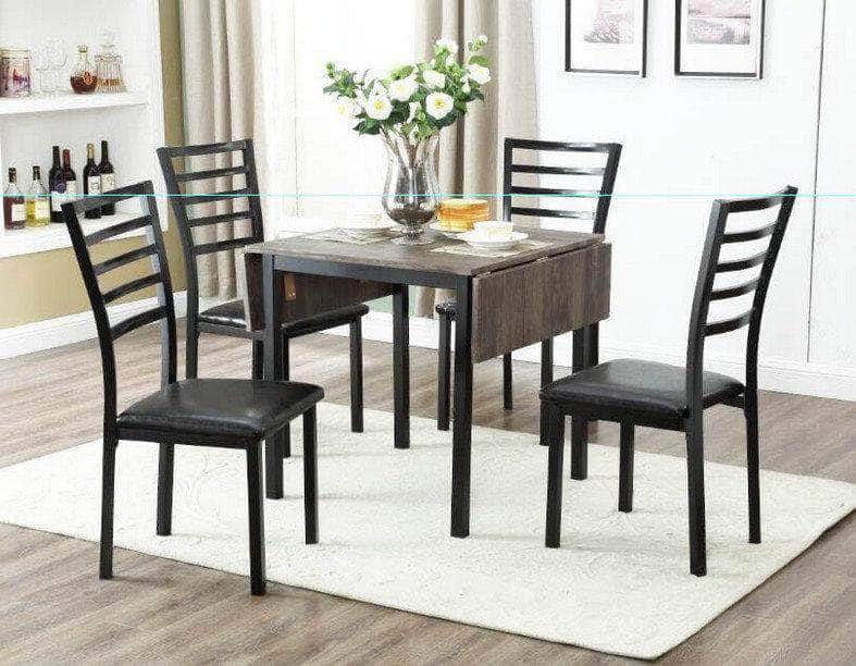 IFDC Nelson 5 Piece Dinette Set in Distressed Wood with Two Drop Leaves, image 2