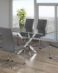 IFDC 63 Inch Princeton 7 Piece Glass Rectangular Dining Table Set, image 1
