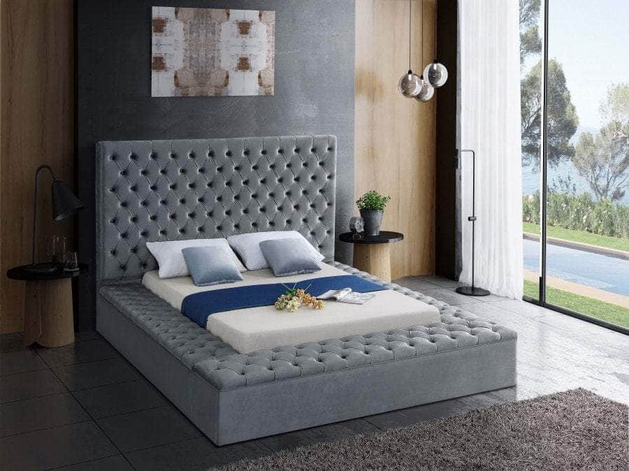 IFDC Blainville Tufted Velvet Storage Platform Bed, image 2