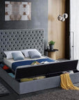 IFDC Blainville Tufted Velvet Storage Platform Bed, image 1