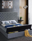 IFDC Blainville Tufted Velvet Storage Platform Bed, image 3