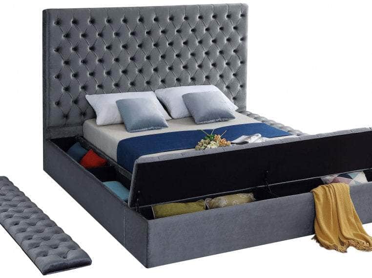 IFDC Blainville Tufted Velvet Storage Platform Bed, image 4