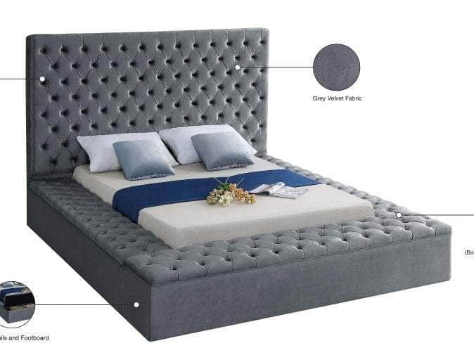 IFDC Blainville Tufted Velvet Storage Platform Bed, image 5