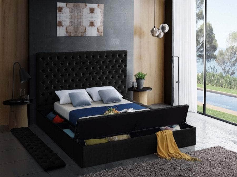 IFDC Blainville Tufted Velvet Storage Platform Bed, image 7